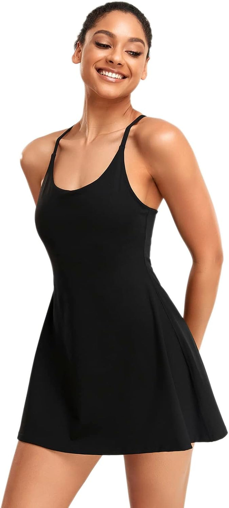 Womens Tennis Dress, Workout Dress with Built-In Bra & Shorts Pockets Exercise Dress for Golf Athletic Dresses for Women