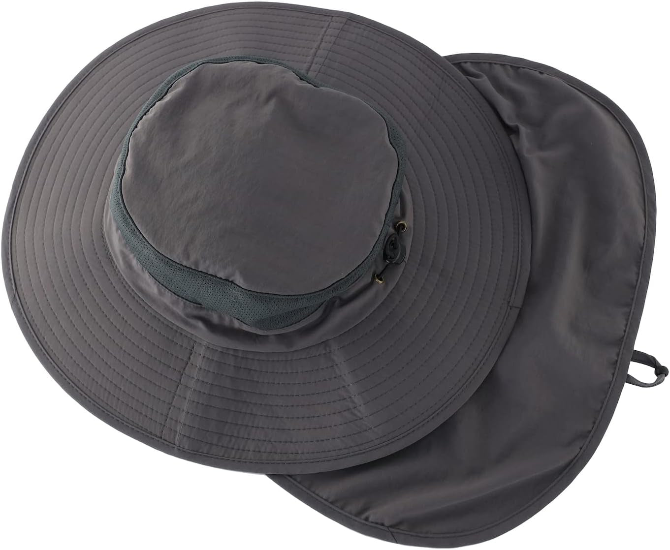 Outdoor UPF50+ Mesh Sun Hat Wide Brim Fishing Hat with Neck Flap Sun Hat for Men Women