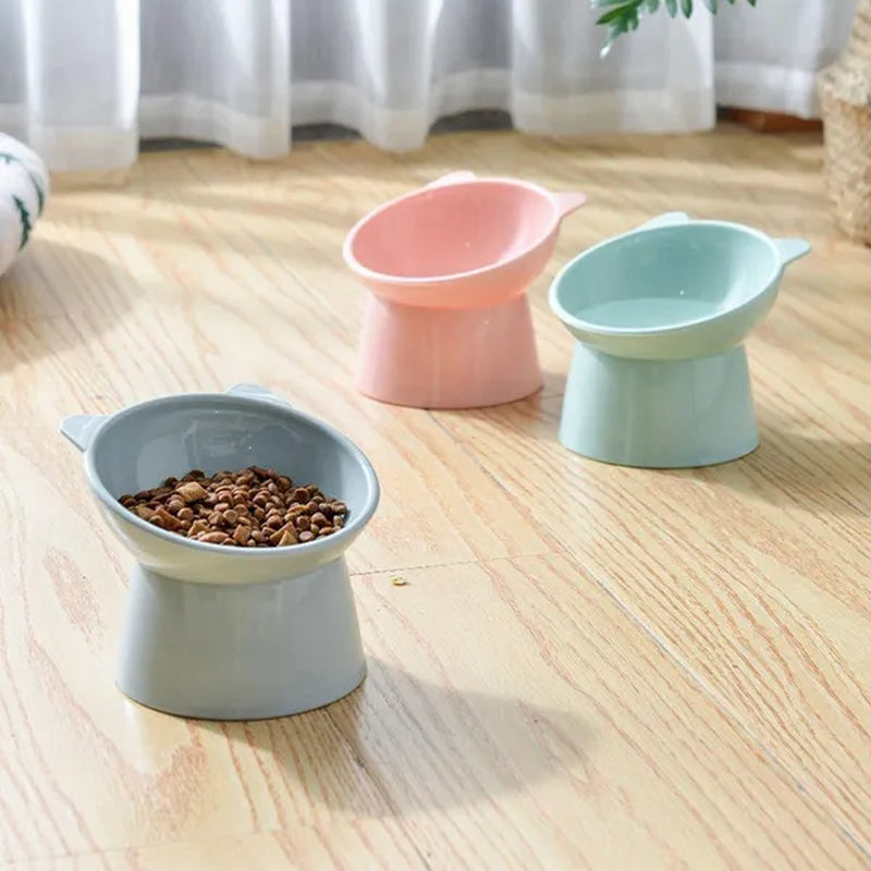 JJYY 1PC Pet Bowl High Base Feeding Cat Dog Bowl Protect Pet Spine Oblique Feeding Bowl Drinking Water Bowl Stonego Pet Supplies - Not include Food