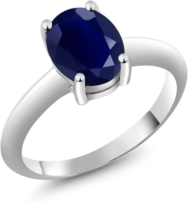 925 Sterling Silver 9X7MM Oval Gemstone Birthstone Solitaire Engagement Ring | Wedding Engagement Anniversary Promise Ring for Women | Available in Size 5, 6, 7, 8, 9