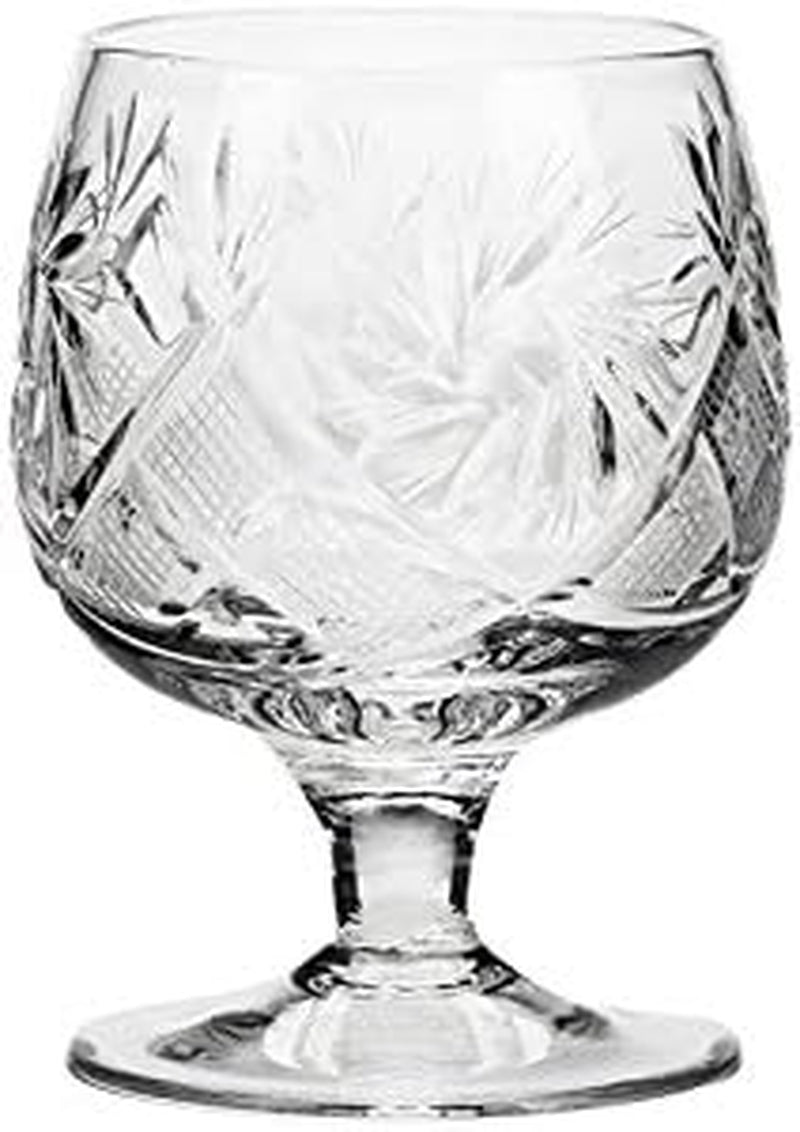 WG5290, 1.5-Oz Hand Made Vintage Russian Crystal Shot Glasses, Vodka Shots on a Stem, Set of 6