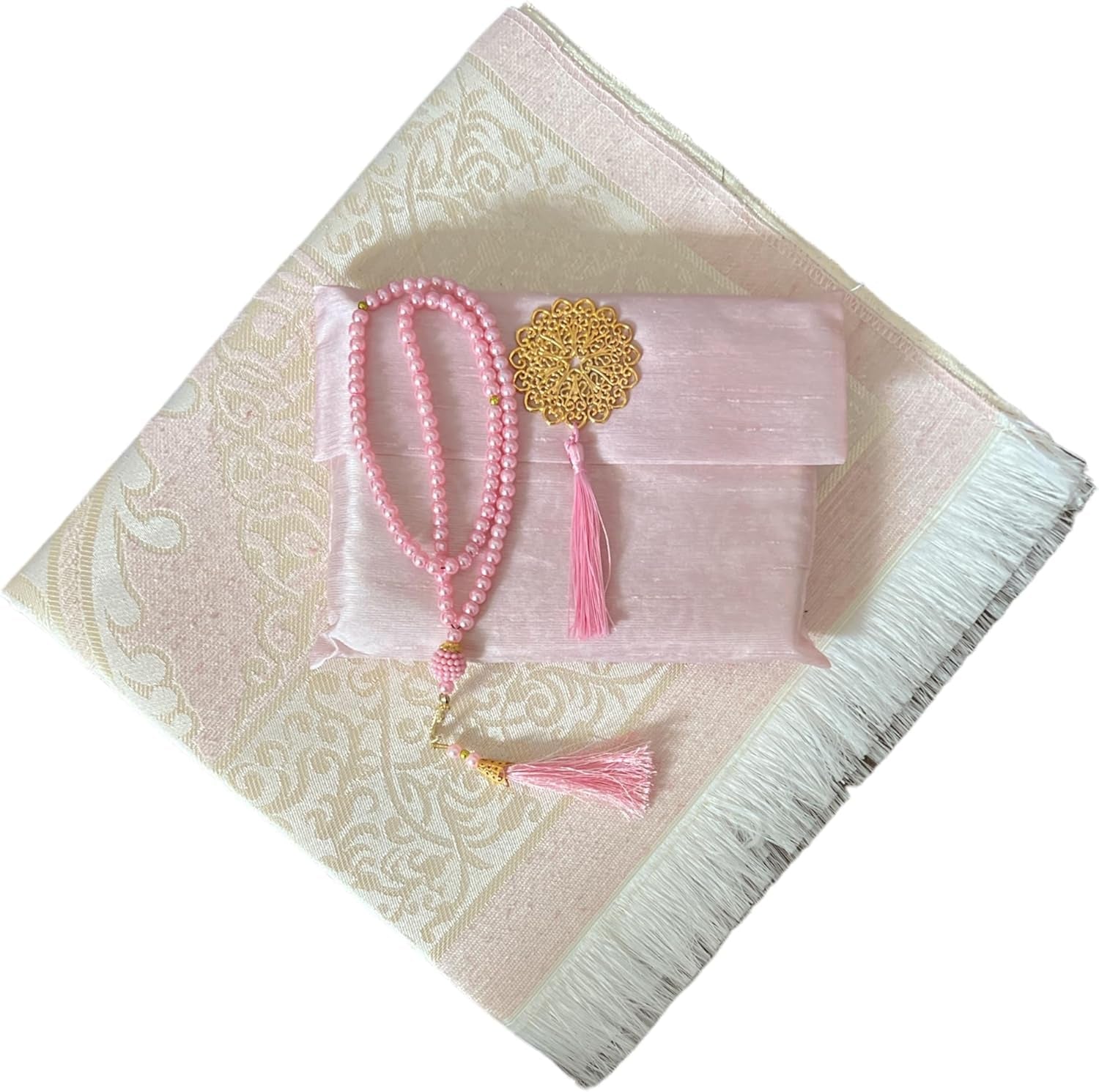 Prayer Carpet Mat, Taffeta Fabric (Pink, 1 Sets)