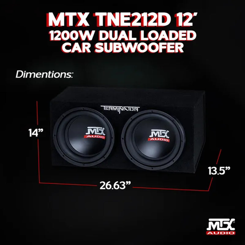 MTX TNP212D2 12" 1200W Dual Loaded Car Subwoofer Audio W/ Sub Box and Amplifier