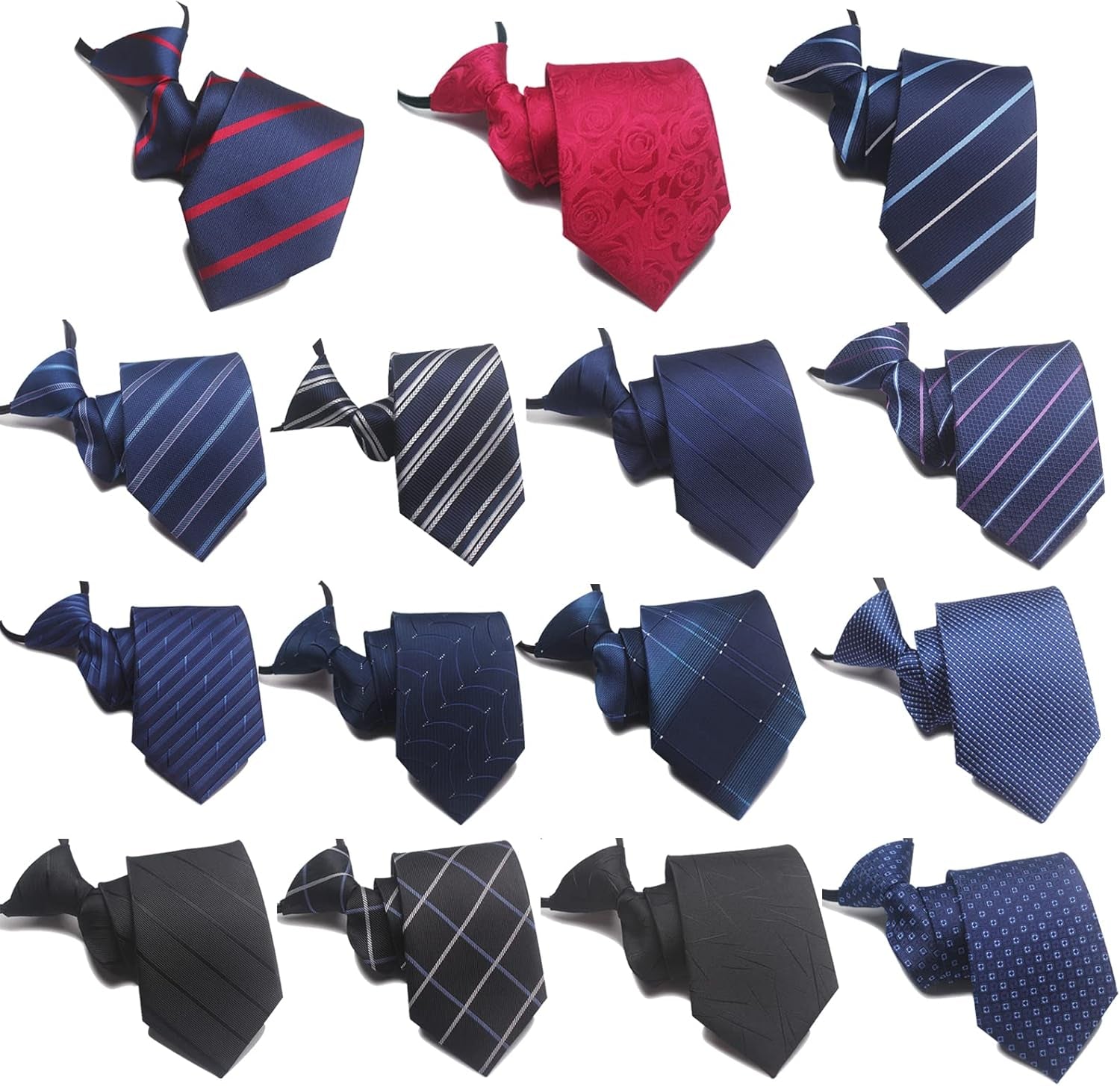 Mens Ties, Mens Zipper Ties Neckties for Men, Silky Zip up Ties, Men'S Pretied Ties Set