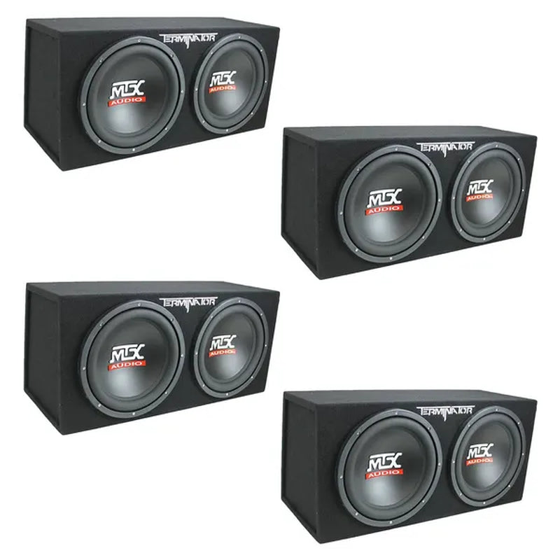 MTX TNE212D 12-Inch 1200-Watt Car Audio Dual Loaded Subwoofer Enclosure (4 Pack)