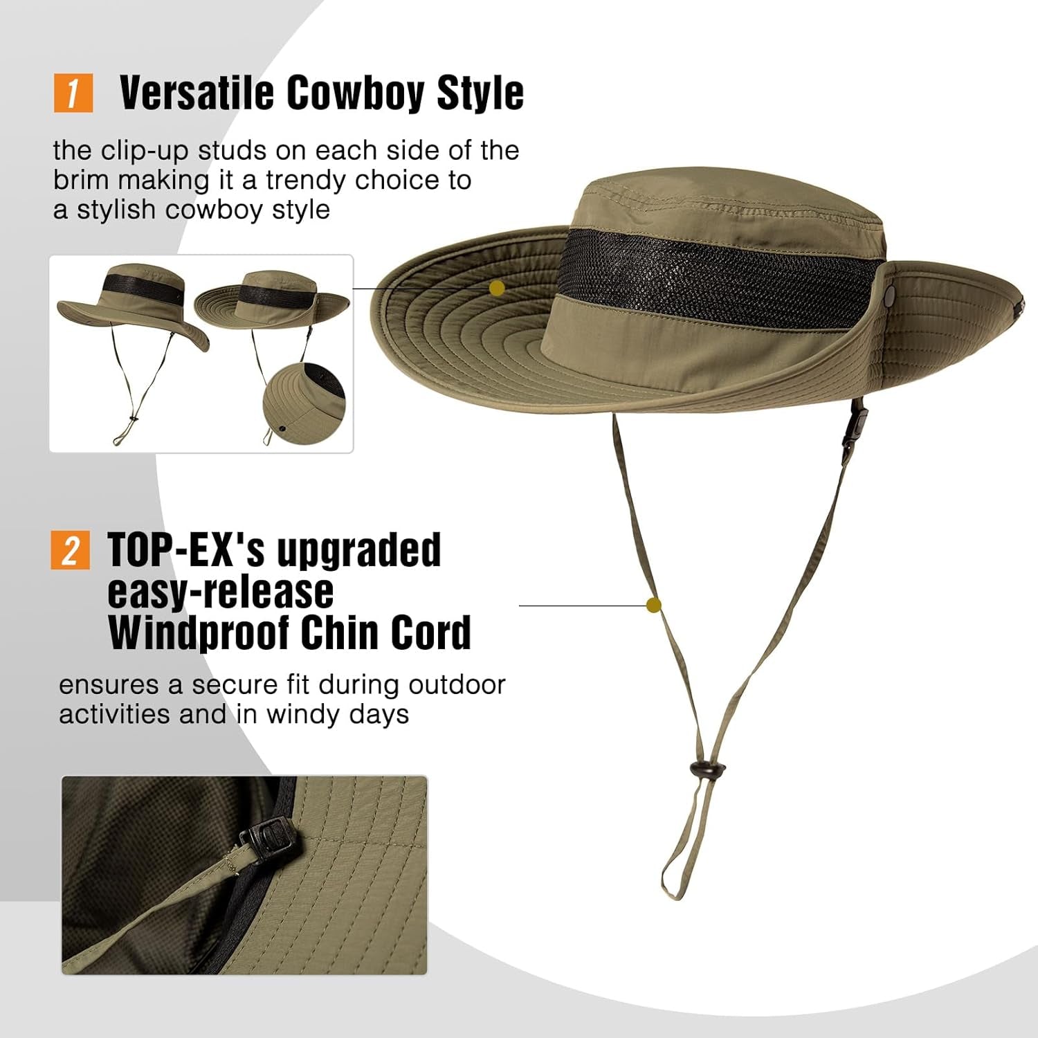 Oversized XL XXL Mens Golf Bucket Sun Hats Big Head Boonie Safari Wide Brim Waterproof UPF50+ Fishing