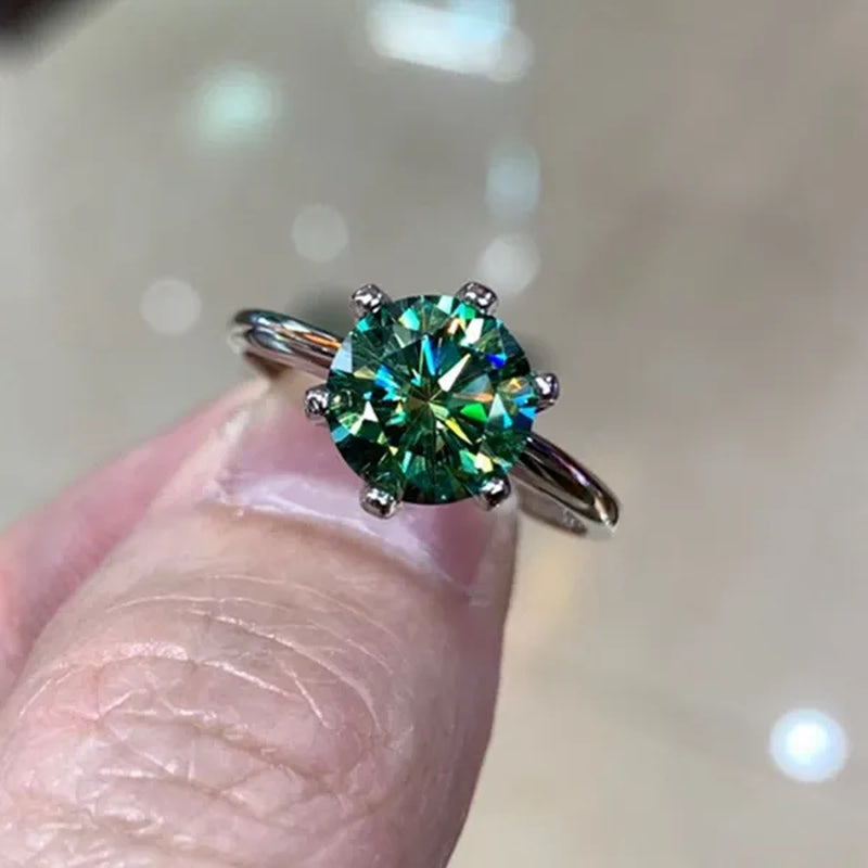 With Certificate S925 Moissanite Diamond Ring 2.0 Carat Round Cut Moissanite Ring Women's Engagement Ring Anniversary Ring