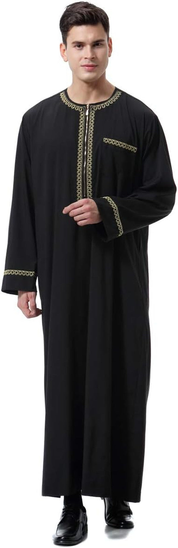 Men'S Muslim Clothes Durable Kaftan Robe Dubai Long Gown Ethnic Clothes,1Pc Soft Robe