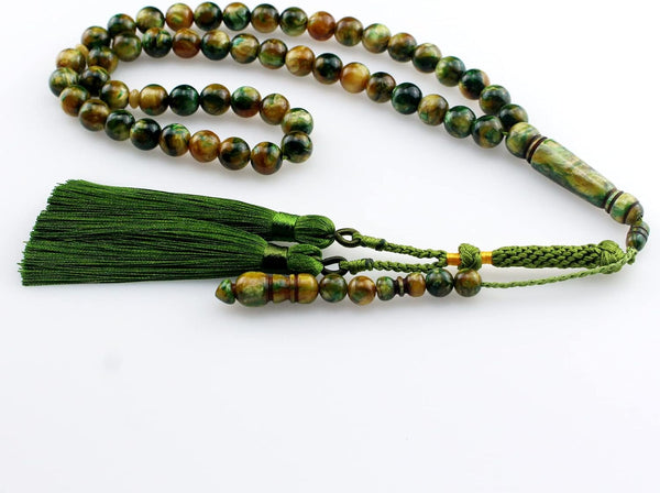 Muslim Islamic 51 Green Resin Beads Tasbih Prayer Beads with Tassel