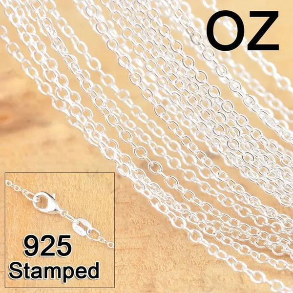 Fast 50Pcs 16" Real Pure 925 Sterling Silver Fine Jewelry Link Rolo Chains Necklace with Lobster Clasps Factory Price