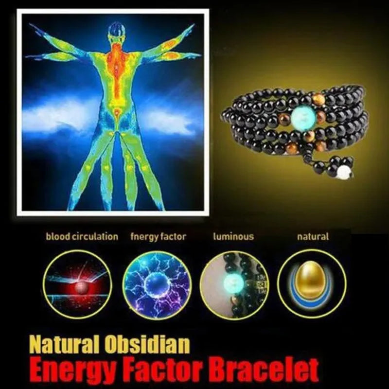 New Luminous Natural Stone Black Obsidian Healing Bracelet Weight Loss Unisex Slimmy Health Care Calming Bracelet