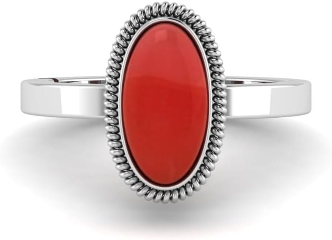 8.25 Carat Certified Red Coral Stone Engagement Ring for Women'S