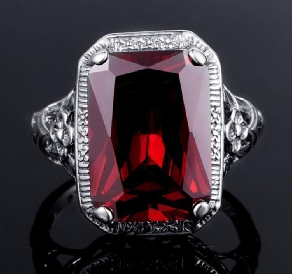 Elegant Huge Natural 3.5Ct Tanzanite 925 Silver Ruby Ring Women Wedding Engagement Size 6-10