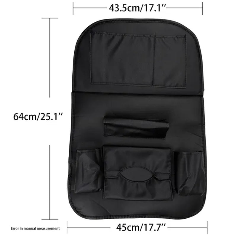 Car Seat Back Storage Organizer Bag Universal PU Leather Multifunction Pockets phone iPad Holder Hanging Tray Shelf Container Table Tablet Tidy Travel