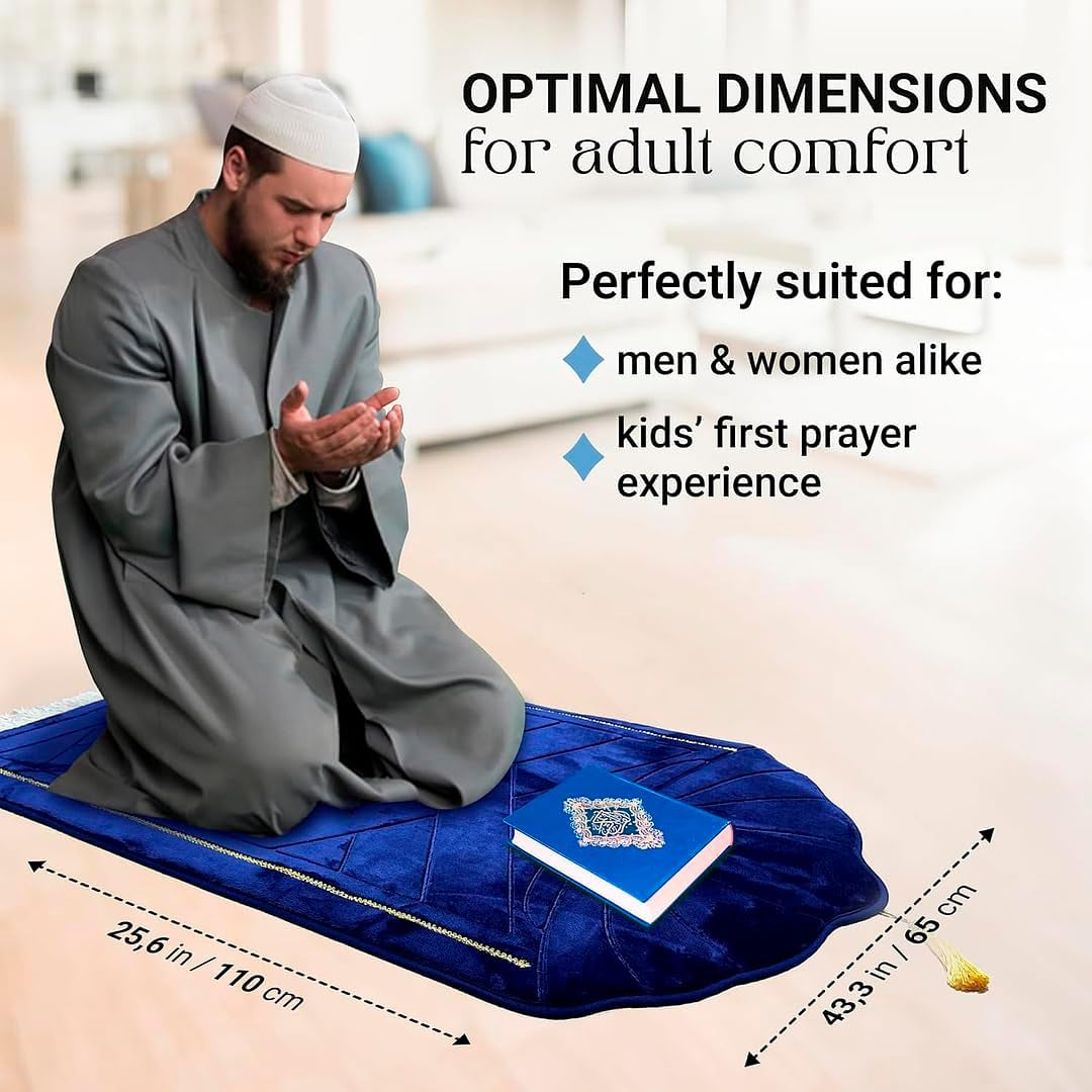 Cloud Muslim Prayer Rug - Travel Thick Prayer Mat, Blue Soft Praying Mat, Memory Foam Praying Mat for Kids or Men and Women, Islamic Gifts for Eid Mubarak, Ramadan Decorations for Home
