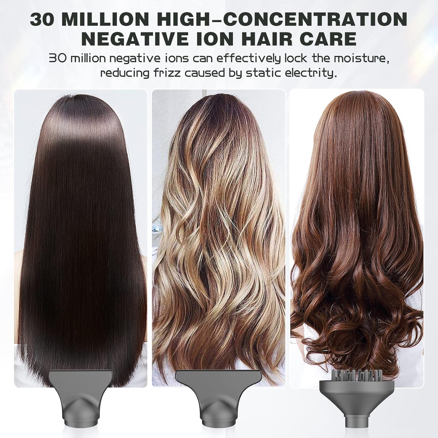 Professional Hair Dryer with Diffuser, Ionic Hair Dryer,Lightweight Compact Powerful & Fast Salon Blow Dryer with High Speed Brushless Motor, Travel Hair Dryer, Women & Men (Ceramic, Dark)