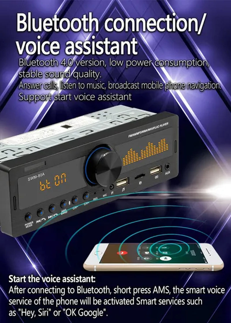 Hikity 1DIN In-Dash Car Radios Stereo Car MP3 Player Autoradio Bluetooth 12V Car Audio Music Support USB/SD/AUX-IN/AM/FM with Remote Control + Locate and Find the Car Function