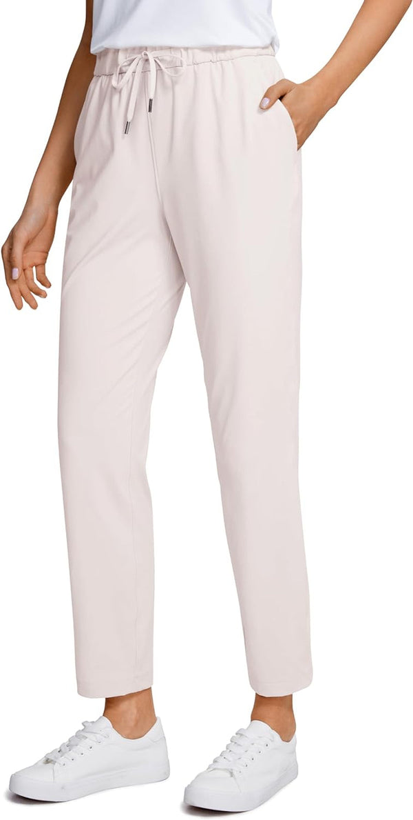 Womens 4-Way Stretch Ankle Golf Pants 7/8 Casual Dress Work Athletic Travel Workout Sweatpants with Pockets