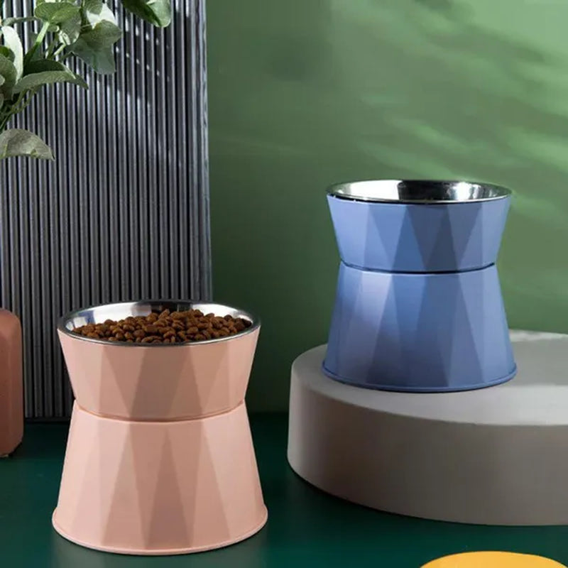 Stainless Steel Kitten Bowl High Foot Dog Bowl Neck Protector Cat Pet Food Water Bowl Pet Feeding Cup Pet Feeder Bowl