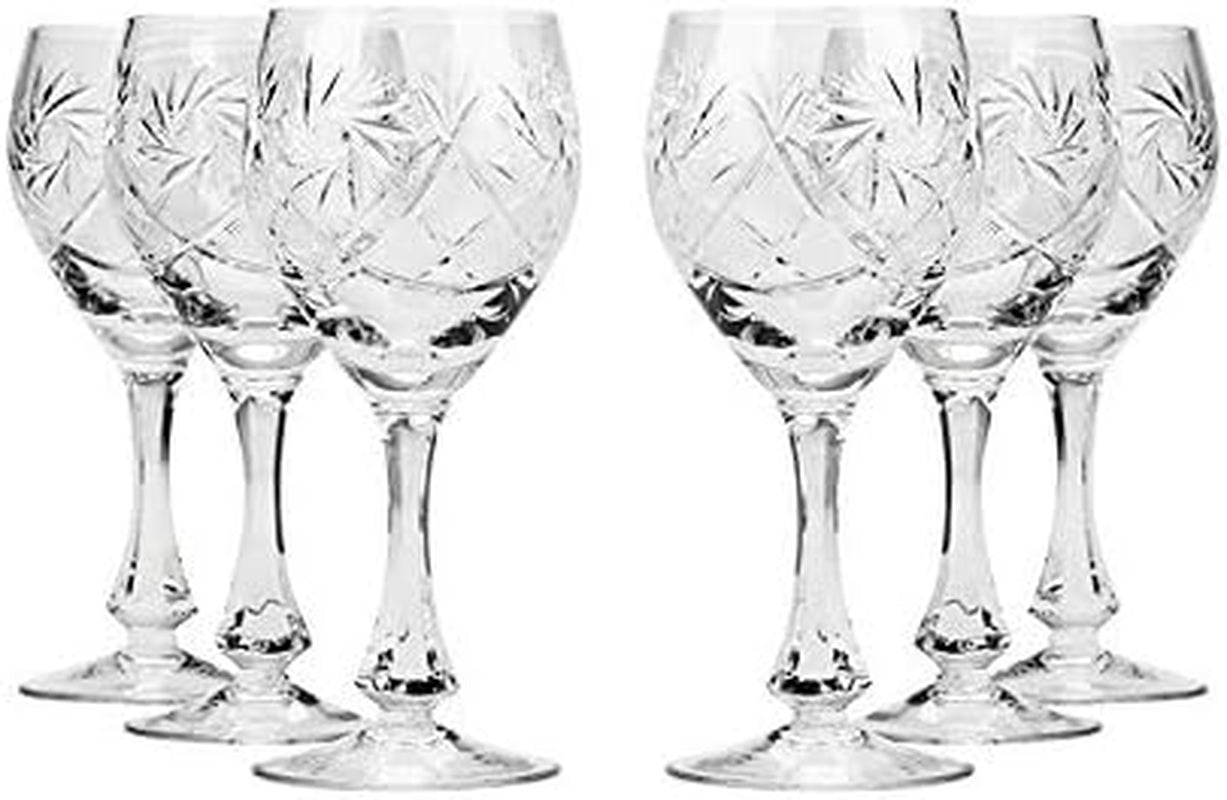 2-Oz Hand Made Vintage Russian Crystal Shot Glasses, Set of 6
