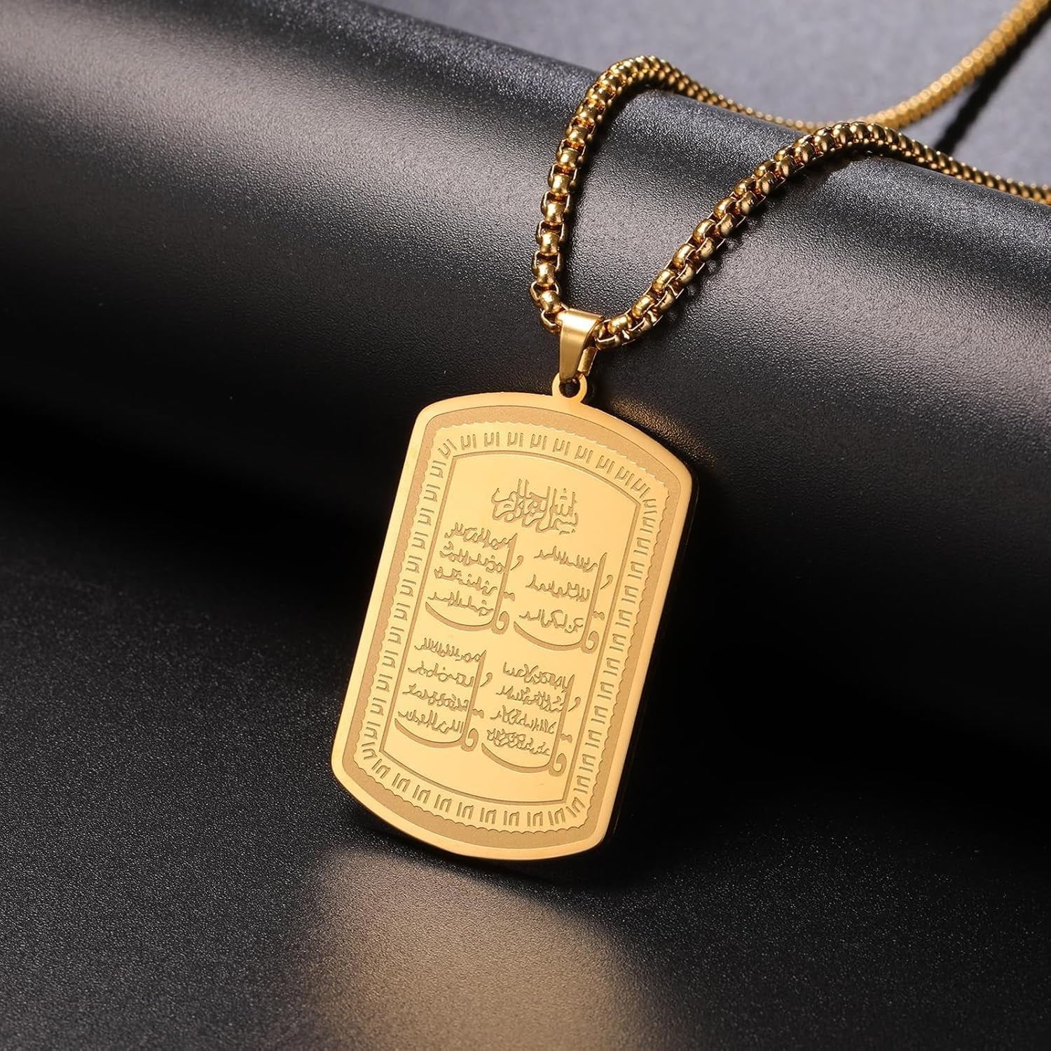 Islamic Allah Necklace for Men Women Stainless Steel Muslim Ayatul Kursi Necklace Islam Arabic Eid Ramadan Jewelry Gift