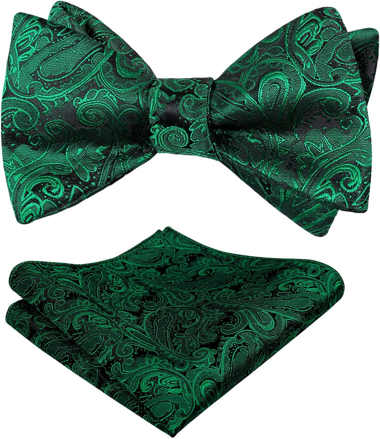 Mens Paisley Jacquard Self-Tie Bow Tie Pocket Square Set