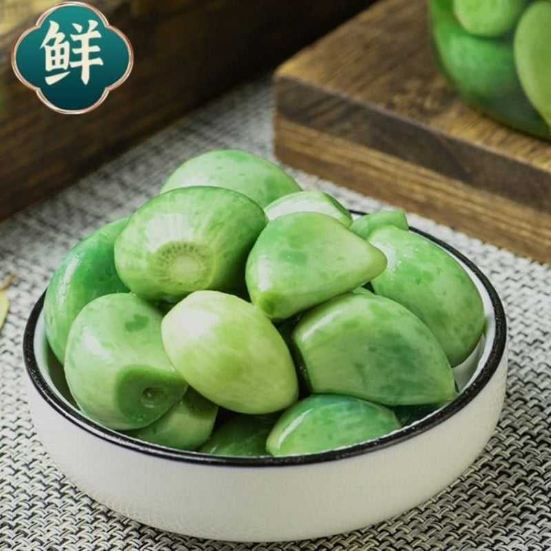 Laba Garlic,Jade Garlic,Pickled Vegetable,Fresh Green Garlic,250G/Pack,Sugar Garlic,Vegan,Pickled Garlic,Crisp Refreshing,Chinese Green Laba Garlic Pickled,Perfect for Rice,Chinese Specialty (2Pack)