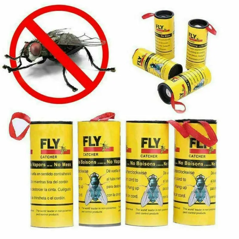 4/8/12/16/20 Rolls Sticky Fly Trap Glue Paper Insect Bug Catcher Strip Glue Paper Catcher Traps Fly Bug Household Flies Sticker