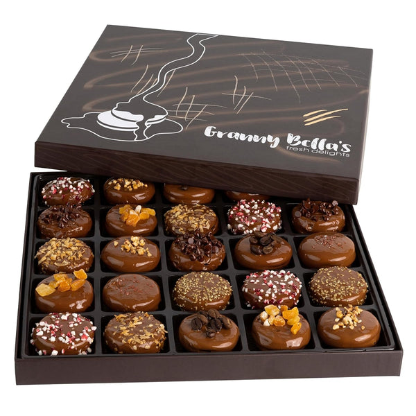25 Valentines Chocolate Covered Cookies Gift Basket, Gourmet Candy Gift Box for Food Delivery, Cookie Gifts for Men Women Kids and Friends