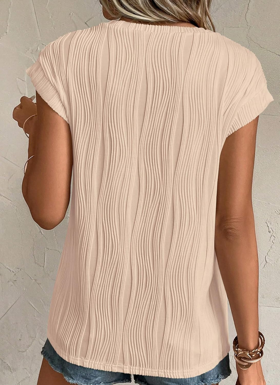 Women'S Summer Going Out Tops 2025 Dressy Casual Short Sleeve Textured Basic Cute Trendy T Shirts Tee Blouse