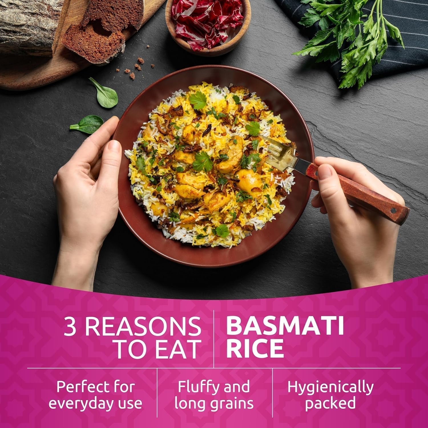 Authentic Smoked Basmati Rice by  in 2 Lb Resealable Zipper Bag - Aromatic and Flavorful Indian Grain - Non-Gmo, Gluten Free, Kosher, Cholesterol Free