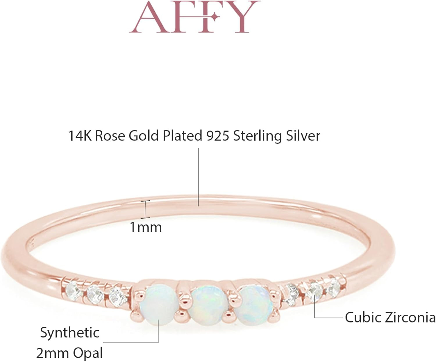 Dainty Stackable Three round Shape Stone, Synthetic Opal Wedding Bridal Engagement Ring Band for Her in 10K Solid Gold or Sterling Silver, Jewelry Gift for Her