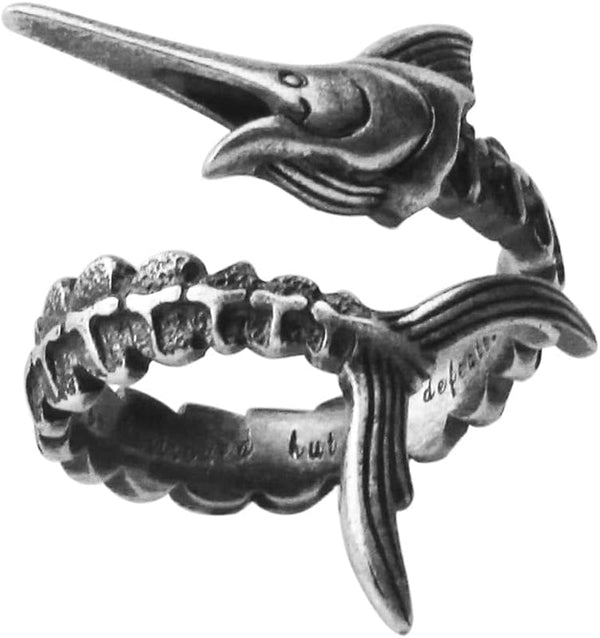 The Old Man and the Sea Marlin Fish Ring Retro Copper Inspirational Ring Open Adjustable Ring for Women Men