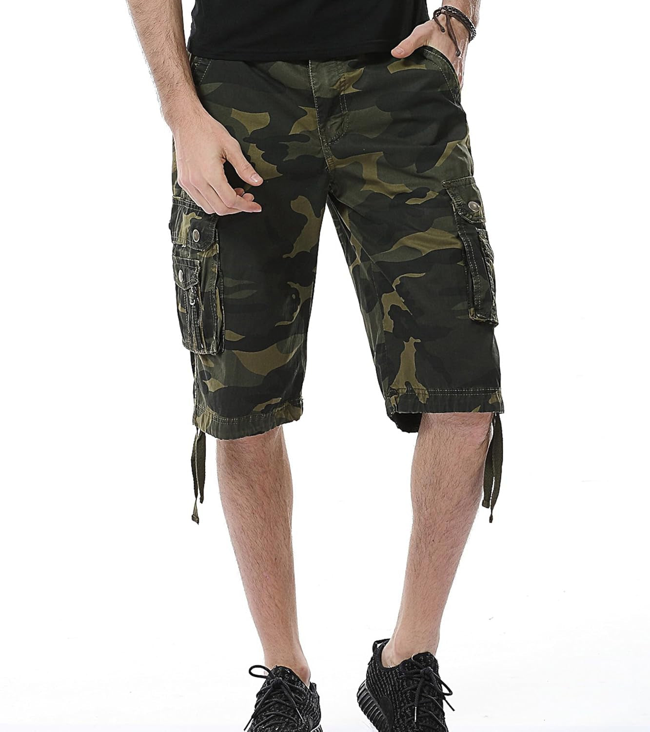 Mens Cargo Shorts Cotton Relaxed Fit Camouflage Camo Cargo Short