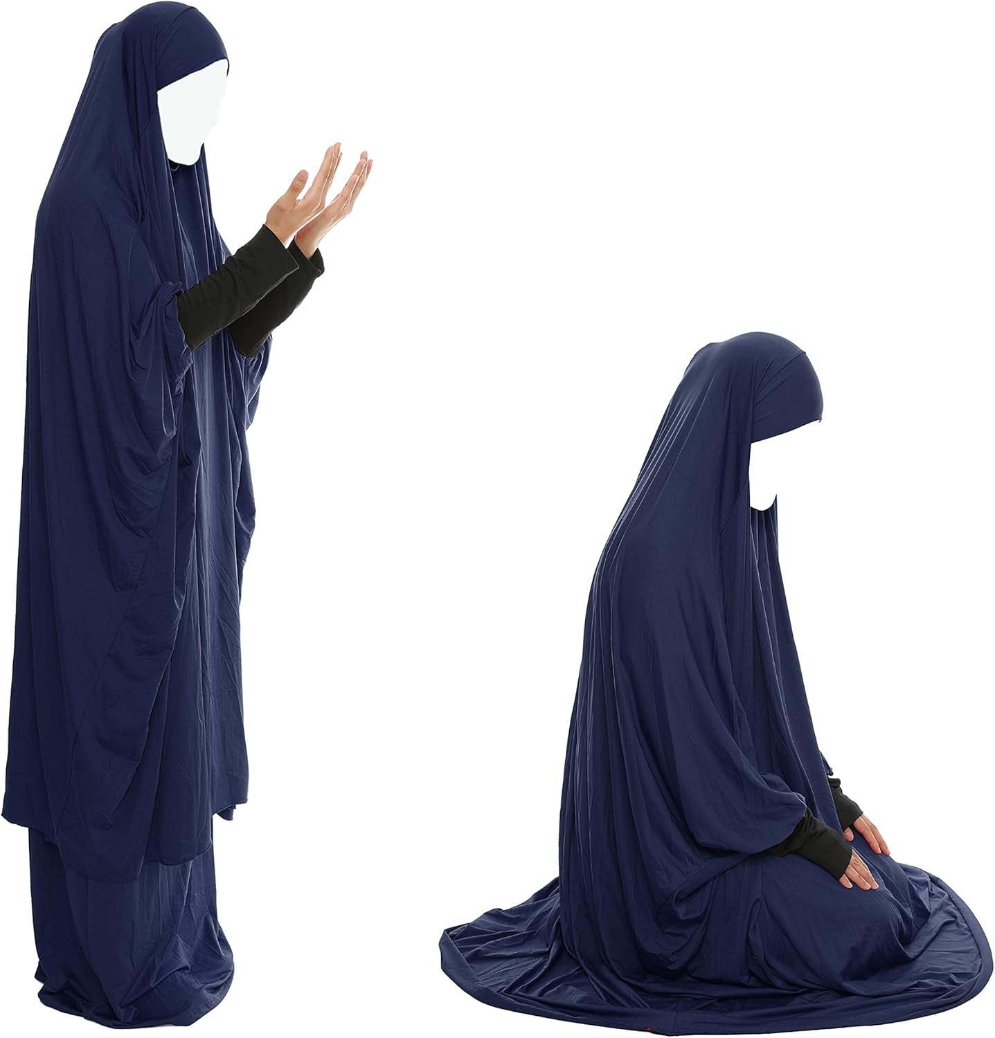 Women Muslim Prayer Dress Islamic Jilbab Eid Formal Gown 2-Piece Prayer Set