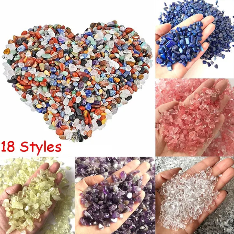 Natural Crystal Mixed Beads Irregular Shaped Tumbled Chips Crushed Stone Yoga Healing Crystal Turquoise Lapis Lazuli Amazonite Stones for Jewelry Making DIY Bracelet Necklace Home Decoration