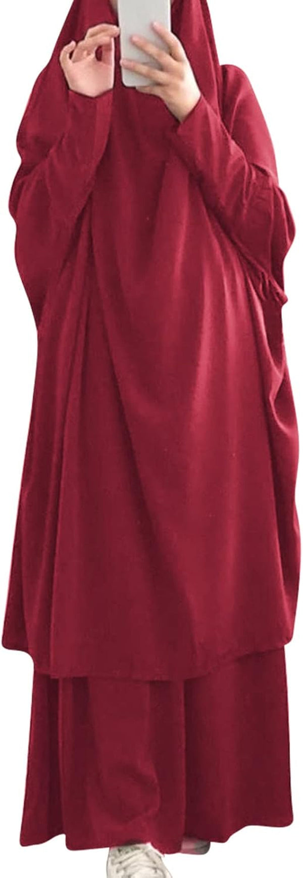 Prayer Clothes for Muslim Women Islamic Abaya Suit Maxi Skirt + Khimar Hijab 2Pcss Burka Jilbab Kaftan