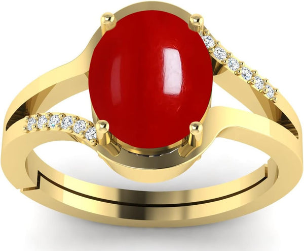 2.25 Carat Original Red Coral Adjustable Wedding Gift Ring for Women and Men