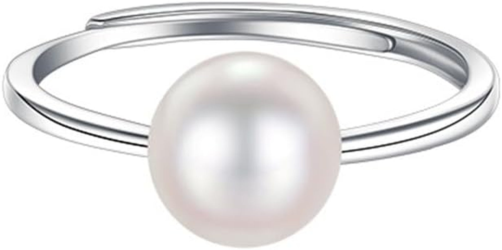 Shell Pearl 925 Sterling Silver Ring for Women Girls Adjustable Expandable round Ball Wedding Statement Finger Rings Comfort Fit Simple Elegant Engagement Promise Birthday Jewelry Gift