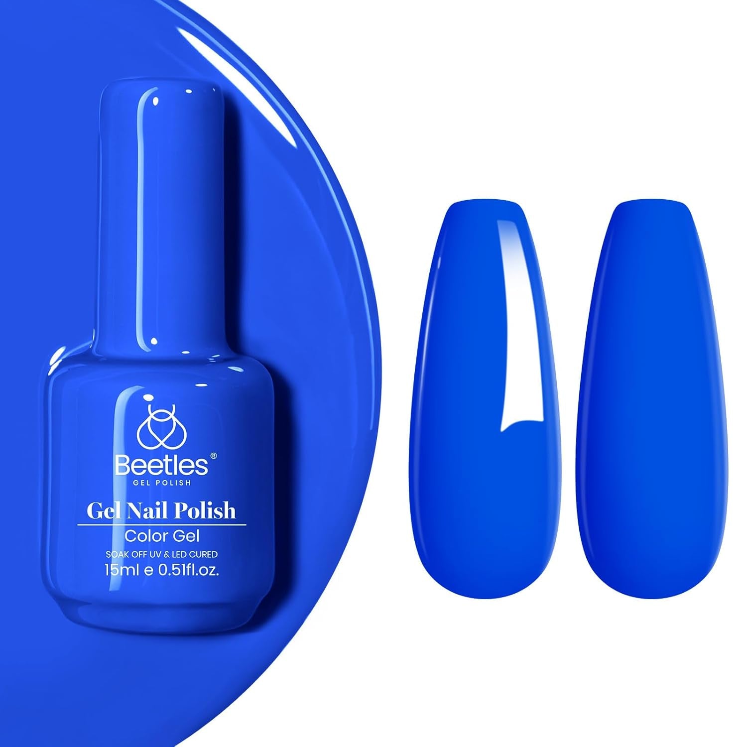 Beetles Gel Nail Polish, 1Pcs 15Ml Electric Punk Bright Blue Color Gel Polish Soak off Uv LED Gel Nail Art DIY Gel Nail Manicure for Girls Women Gifts