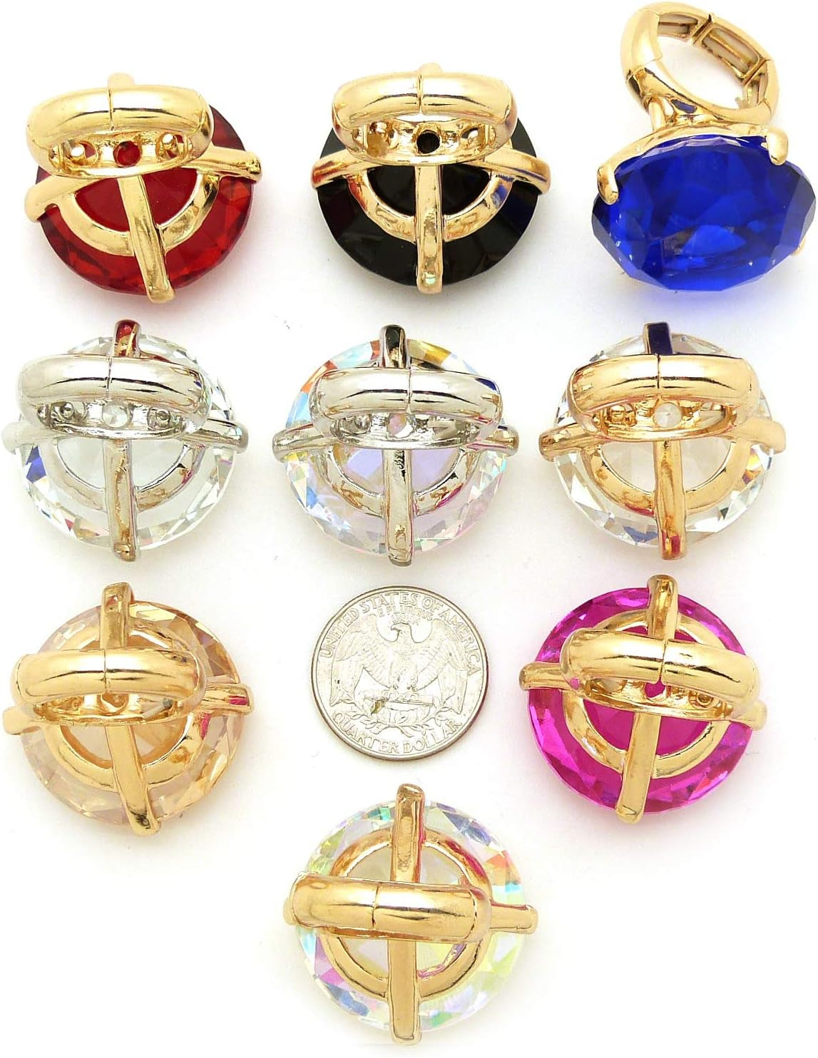 Women'S Extra Big Crystal Colorful Stone Stretch Ring
