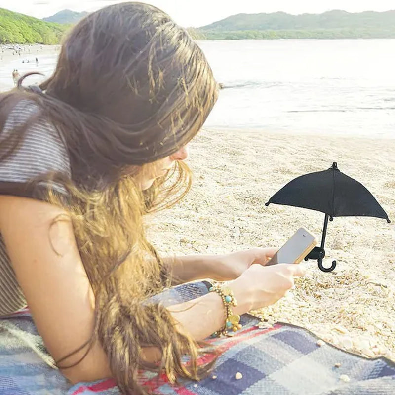 Phone Umbrella Suction Rainproof sunshade Mini umbrella mobile phone stand