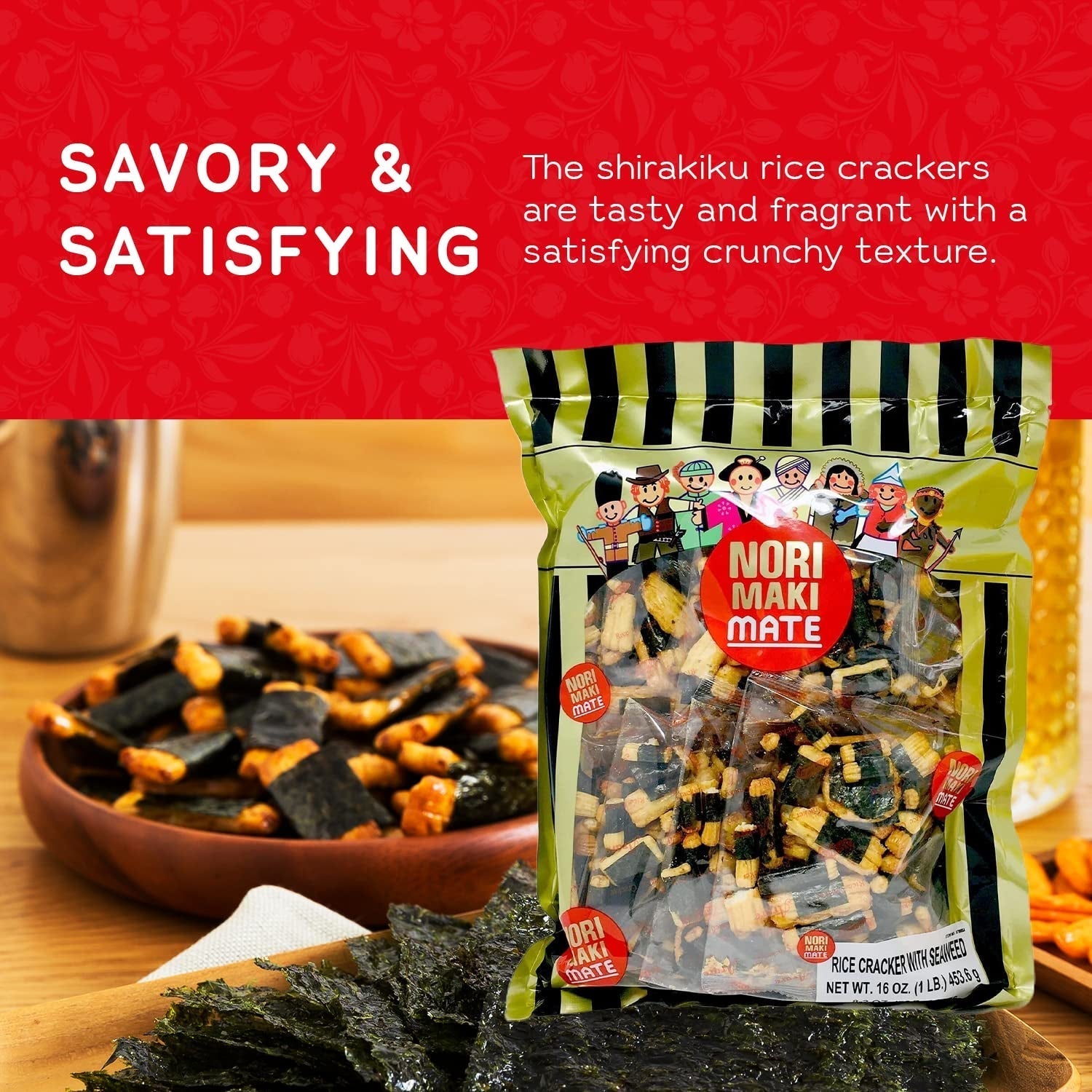 Low Carb Rice Cracker Snacks, Seaweed Flavor 16 Oz - (Pack of 1)