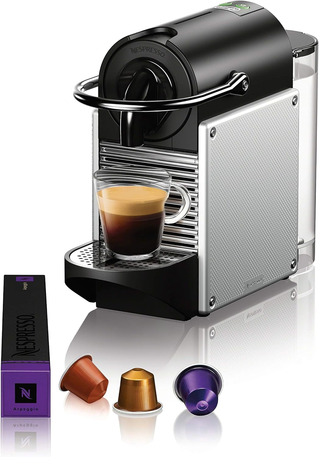 Pixie Coffee and Espresso Machine by  with Milk Frother, Aluminum, 34 Ounces