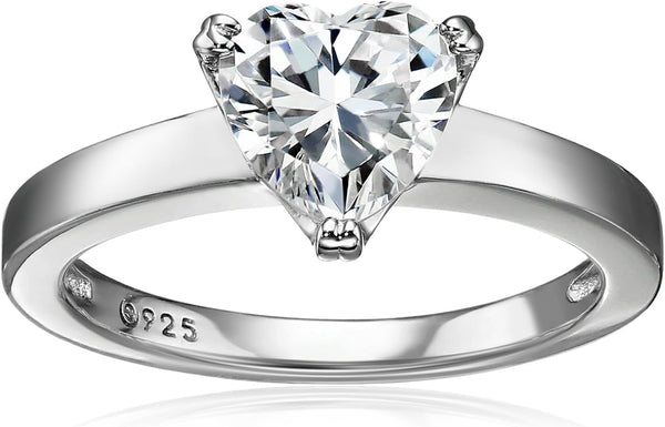 Sterling Silver Fancy Shape Solitaire Ring Made with Infinite Elements Zirconia, (Previously Amazon Collection)