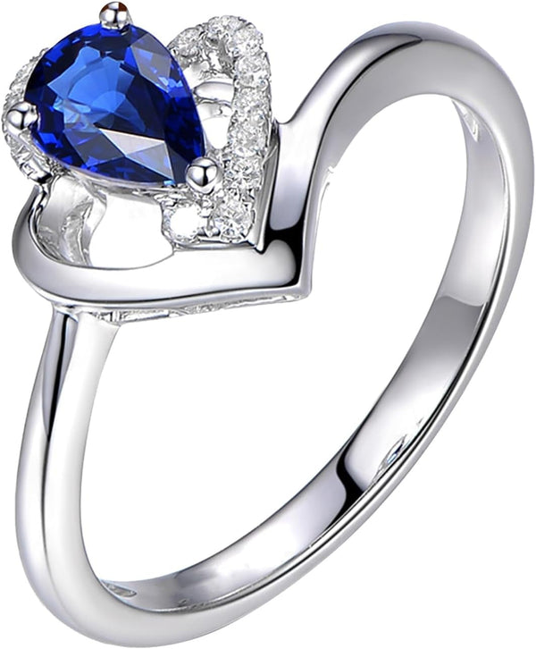 10K/14K/18K Gold Created Sapphire Teardrop Pear Cut Engagement Rings for Women Jewelry Gifts for Her