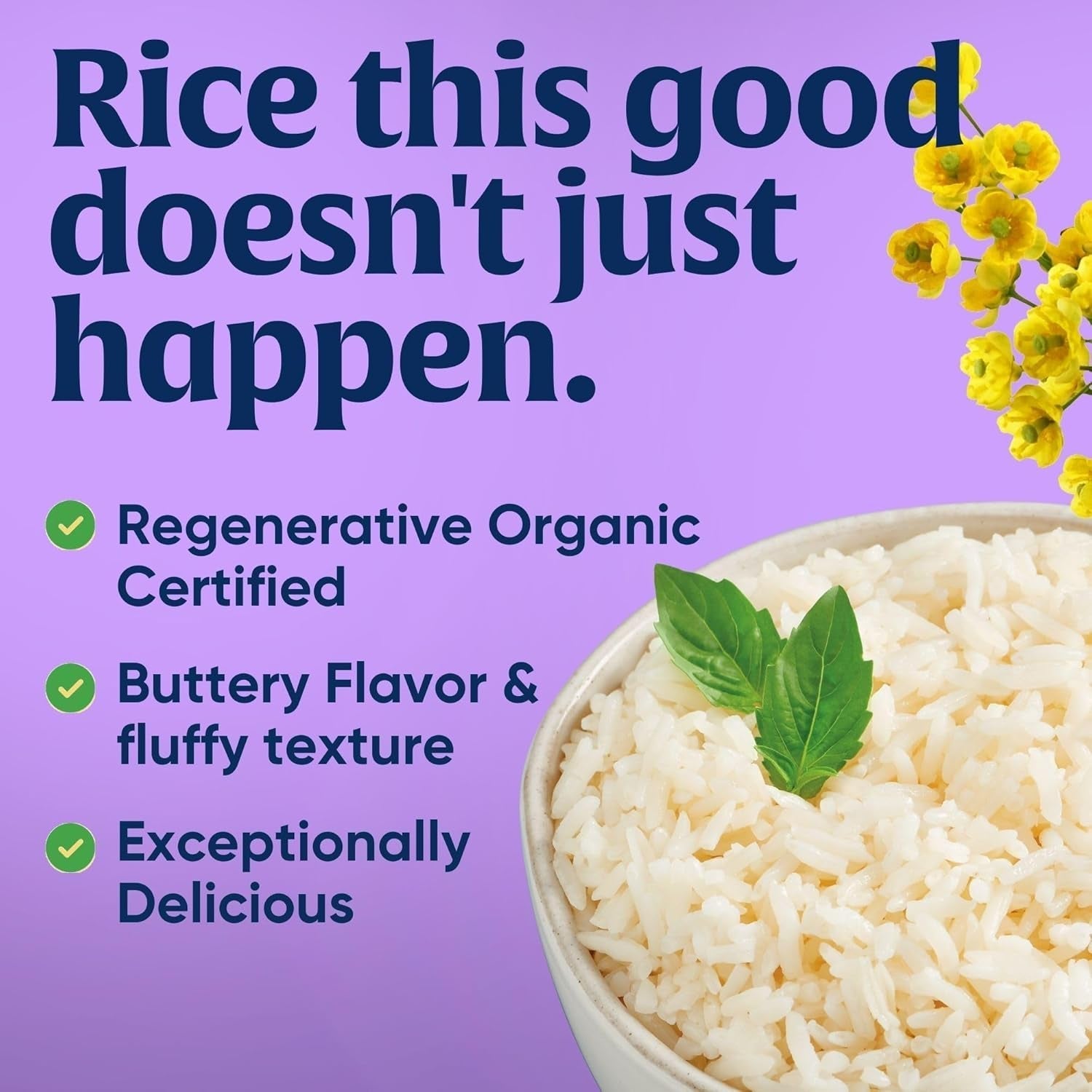 Jasmine Rice, Regenerative Organic Certified – Non-Sticky, Aromatic Long-Grain White Rice, Responsibly Grown in California, 32 Oz