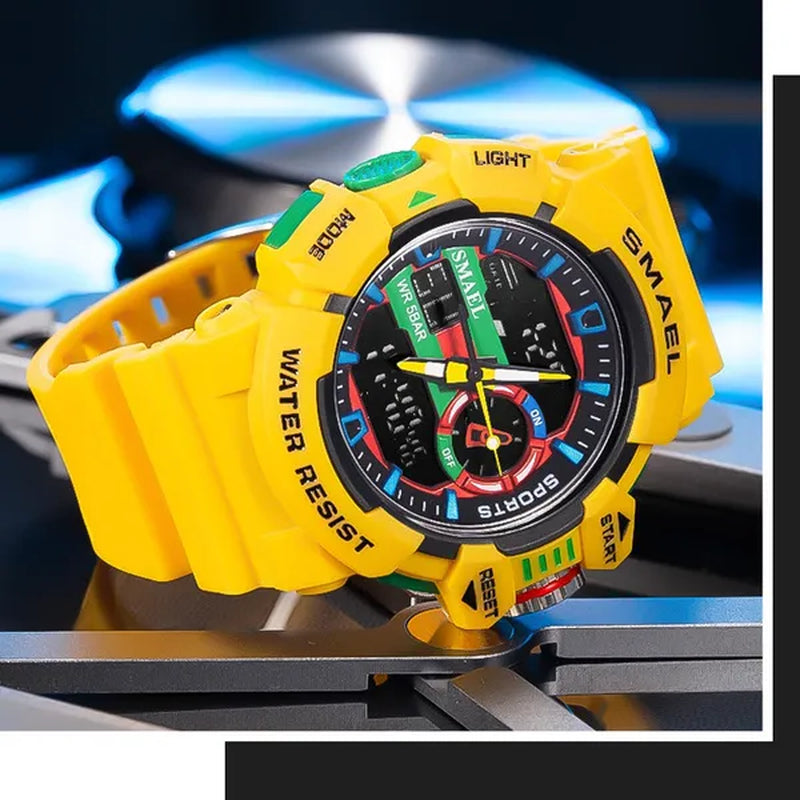 SMAEL Fashion Men Sport Watch Military Watches LED Light Quartz Clock Male Waterproof Wristwatch Stopwatch Big Dial Clock