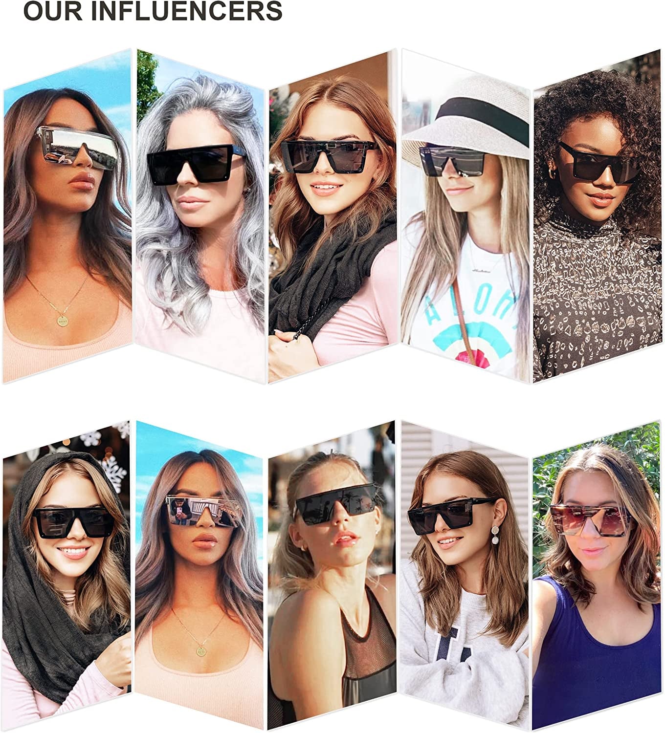 Square Big Sunglasses Women Thick Frame Flat Top Mirrored Sunnies Shades Goggle Siamese Lens SJ2117