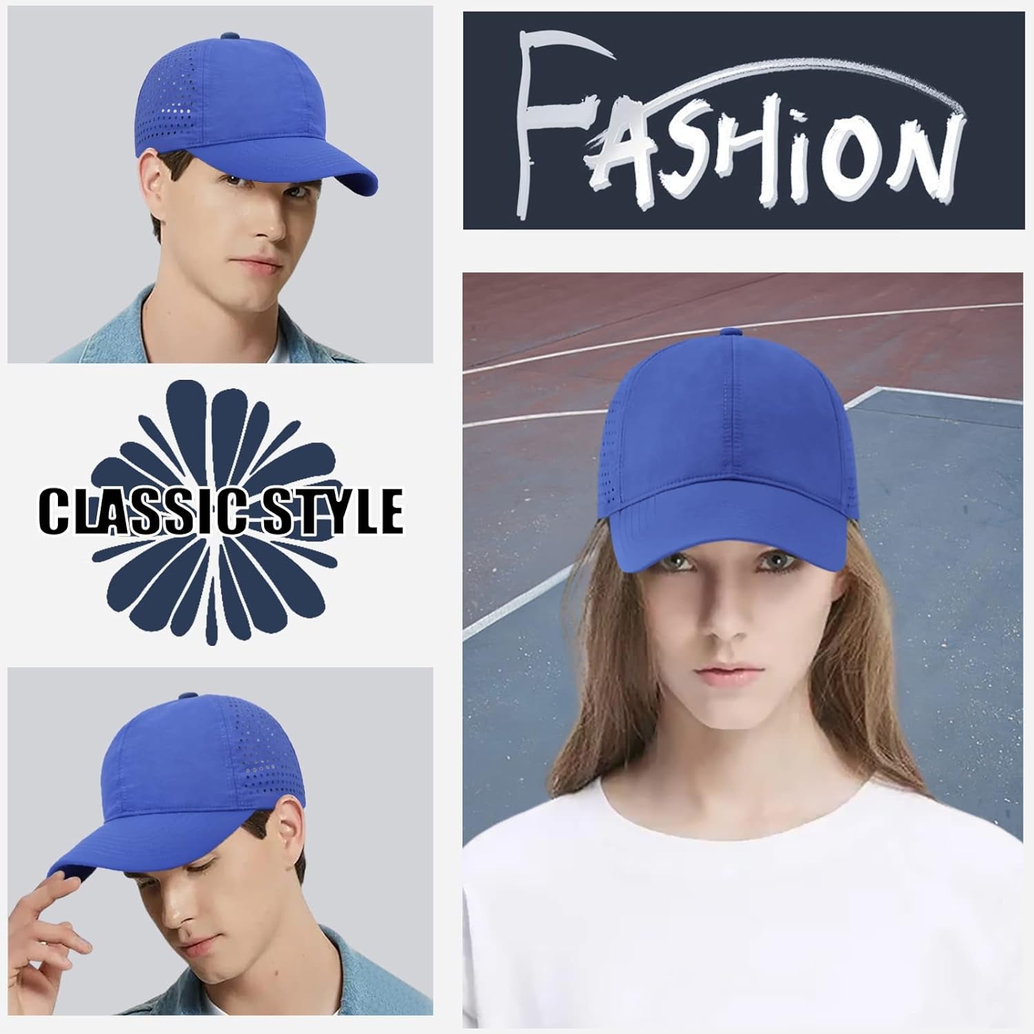 Enwokran Men Quick Dry Sport Baseball Cap, Athletic Fitted Cap Mesh Adjustable Plain Hat Running Trucker Hat for Women